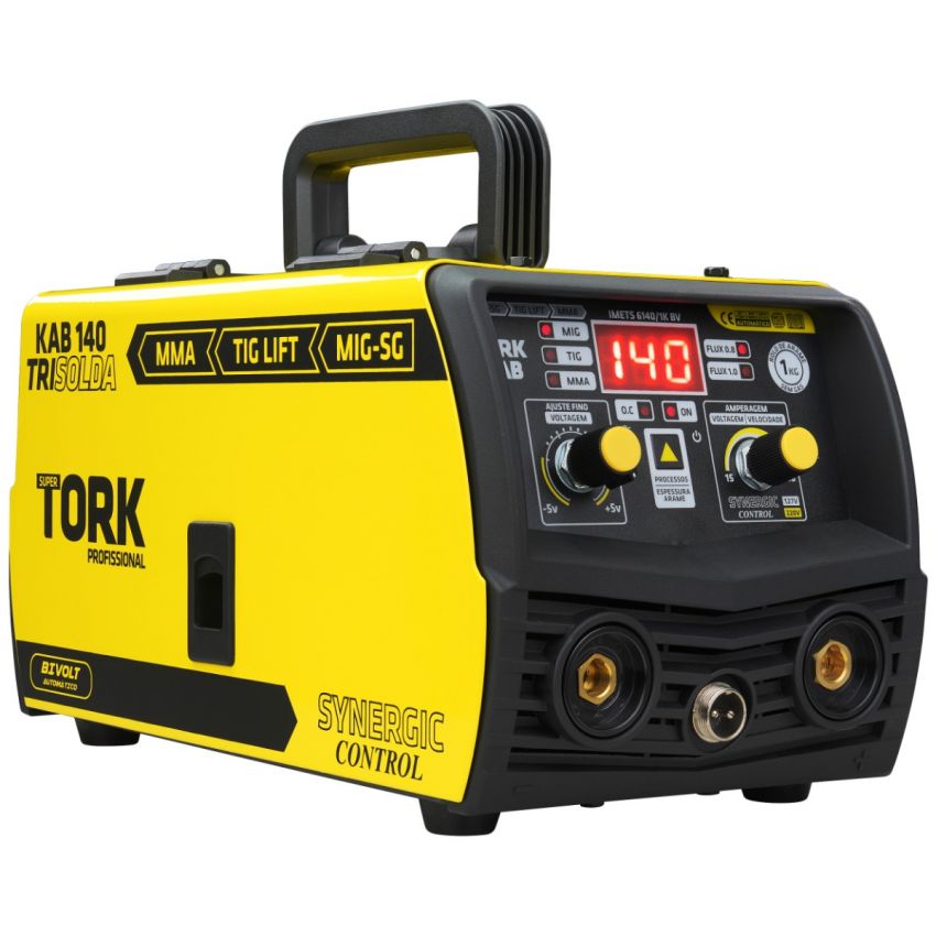 MÁQUINA INVERSORA DE SOLDA MIG SINÉRGICO,TIG,ELETRODO MMA KAB 140A BIVOLT (TORK SOLDA)