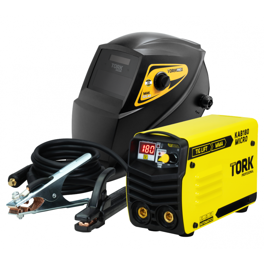 MÁQUINA INVERSORA DE SOLDA TIG,ELETRODO MMA KAB 180A 220v, MÁSCARA AUTOMÁTICA (TORK SOLDA)
