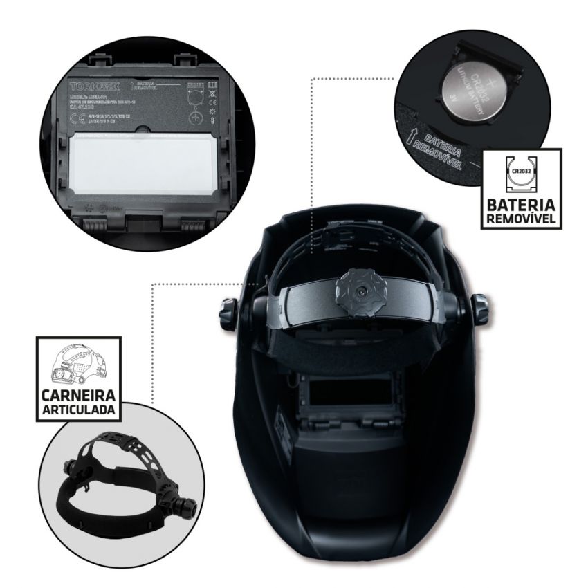 MÁSCARA DE SOLDA COM ESCURECIMENTO AUTOMÁTICO MAK SOLAR 4K (TORK SOLDA)