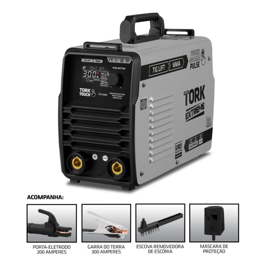 MÁQUINA DE SOLDA INVERSORA TIG, ELETRODO MMA TOUCH 300A 220V (TORK SOLDA)