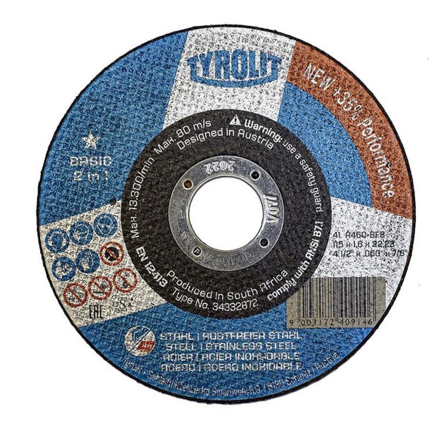  DISCO CORTE BASIC 41C 115X1,6X22 A46Q-BFB (TYROLIT)