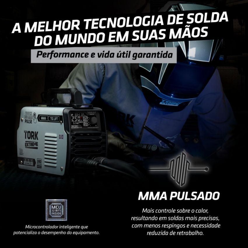 MÁQUINA DE SOLDA INVERSORA TIG, ELETRODO MMA TOUCH 250A 220V (TORK SOLDA)