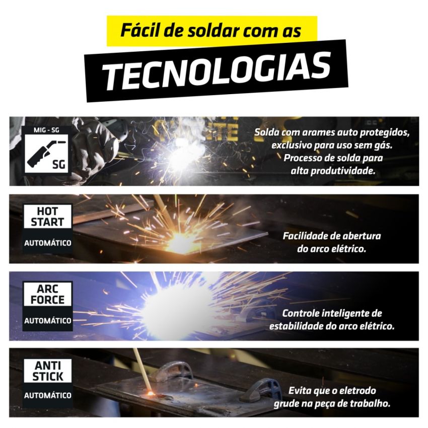 MÁQUINA DE SOLDA INVERSORA MIG SINÉRGICO, TIG, ELETRODO MMA KAB 160A BIVOLT (TORK SOLDA)