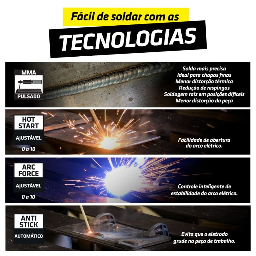 MÁQUINA DE SOLDA INVERSORA TIG, ELETRODO MMA TOUCH 200A 220V (TORK SOLDA)