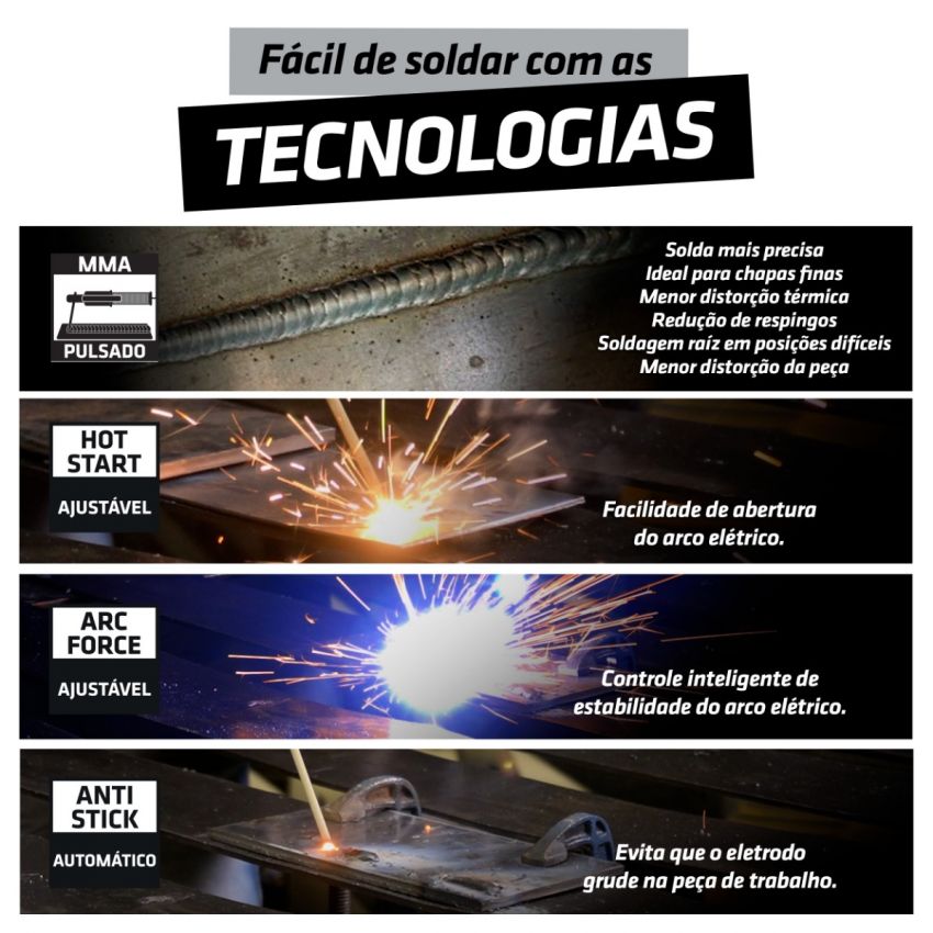 MÁQUINA DE SOLDA INVERSORA TIG, ELETRODO MMA TOUCH 300A 220V (TORK SOLDA)