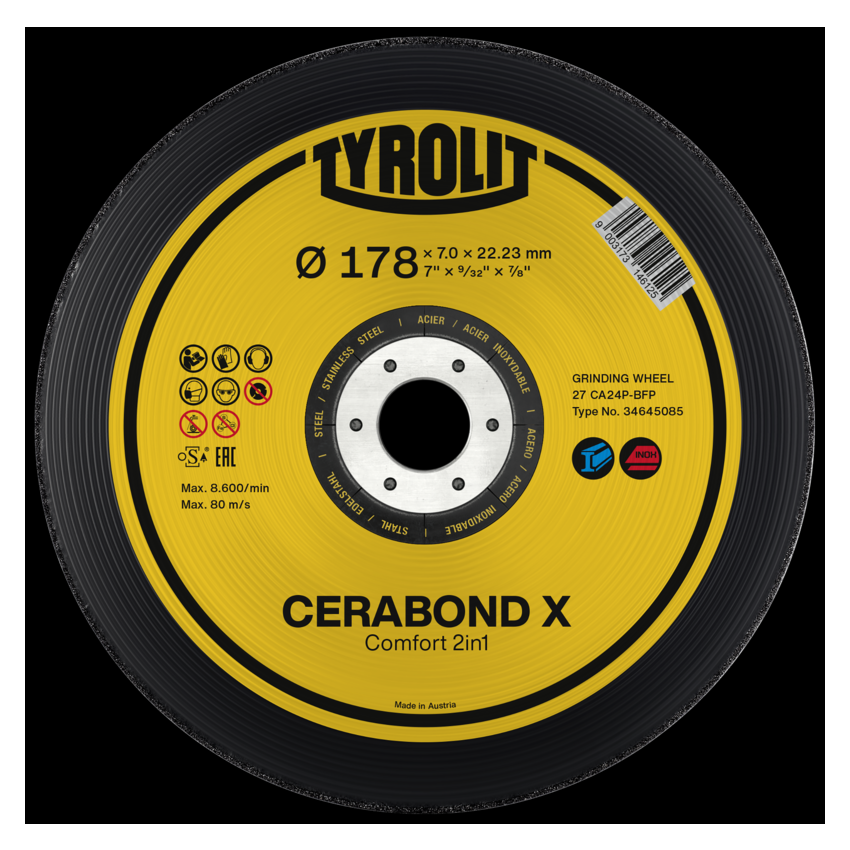 DISCO DESBASTE CERABOND 178x7x22 CA24Q-BFP (TYROLIT)	