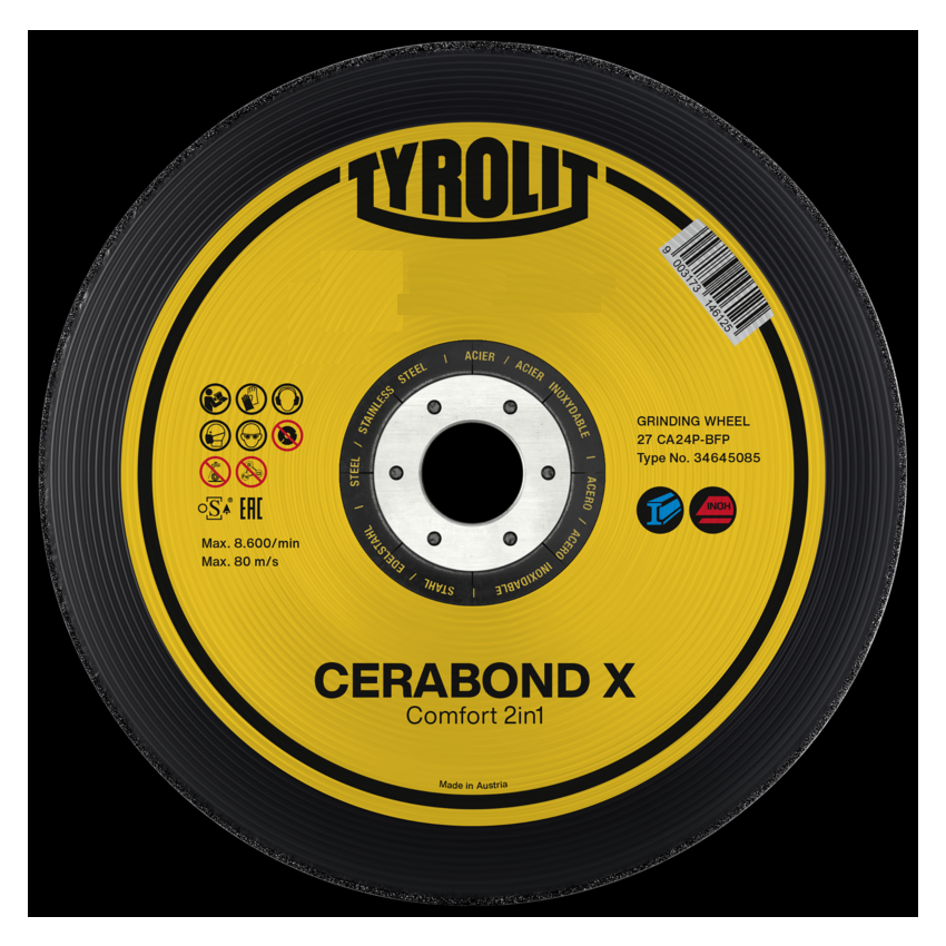 DISCO DESBASTE CERABOND 230x7x22 CA24Q-BFP (TYROLIT)