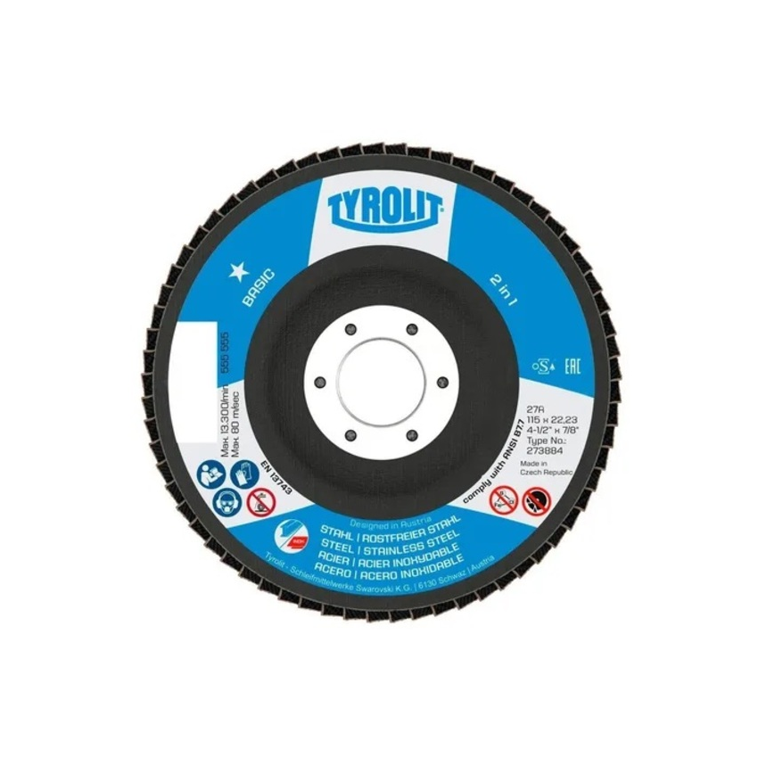 DISCO FLAP BASIC CONICO FIBR. 115X22 ZA40Q-B (TYROLIT)