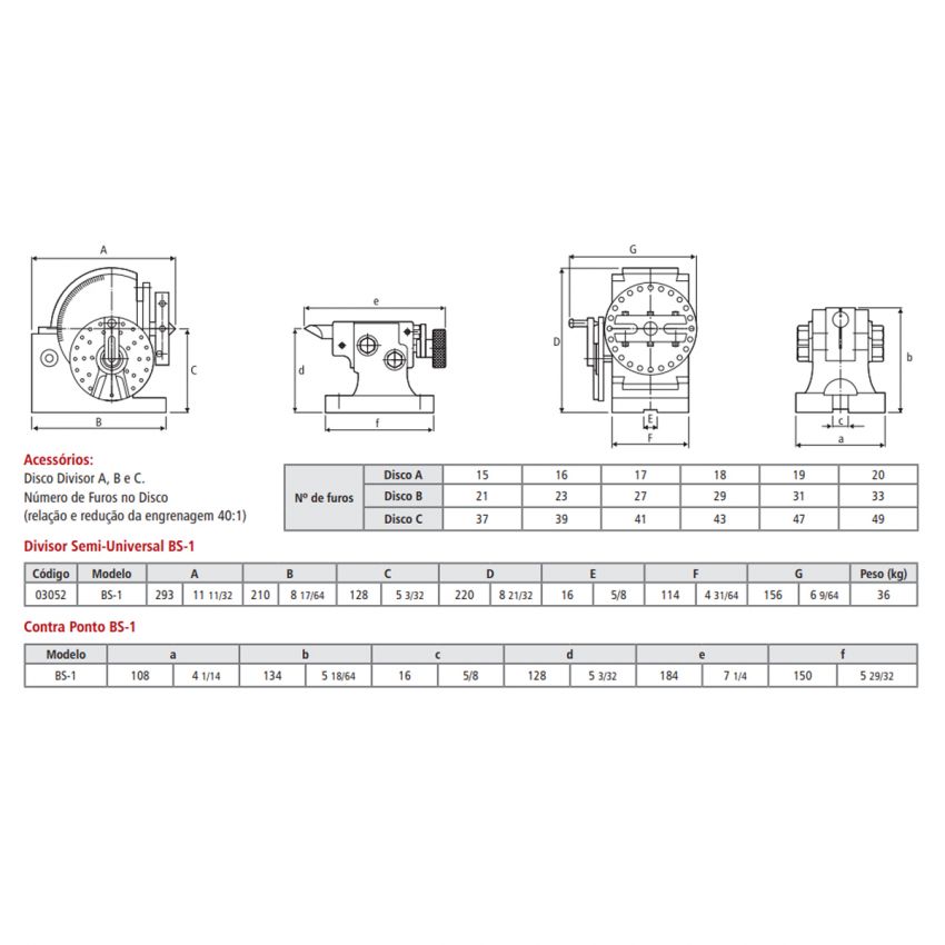 DIVISOR SEMI UNIVERSAL COM ALTURA DE 128MM BS-1 BTFIXO