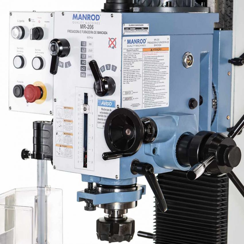 FURADEIRA E FRESADORA DE BANCADA INDUSTRIAL MR-206 (MANROD)