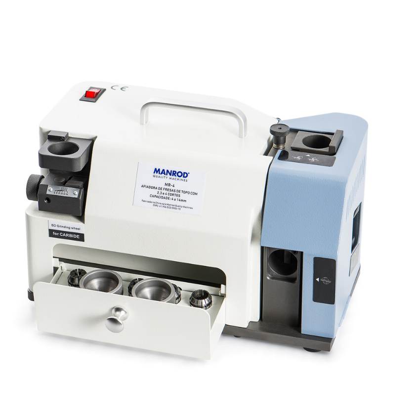  Afiadora para fresas de topo de 2, 3 e 4 cortes, ø 4,0 a ø14mm, fornecida com rebolos em CBN e SDC