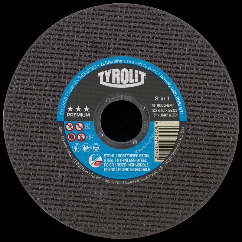 DISCO CORTE PREMIUM 41C 115X1X22 A60Q-BFP (TYROLIT)