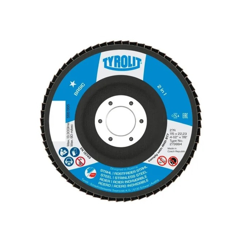 DISCO FLAP BASIC CONICO FIBR. 115X22 GRÃO 40 (TYROLIT)