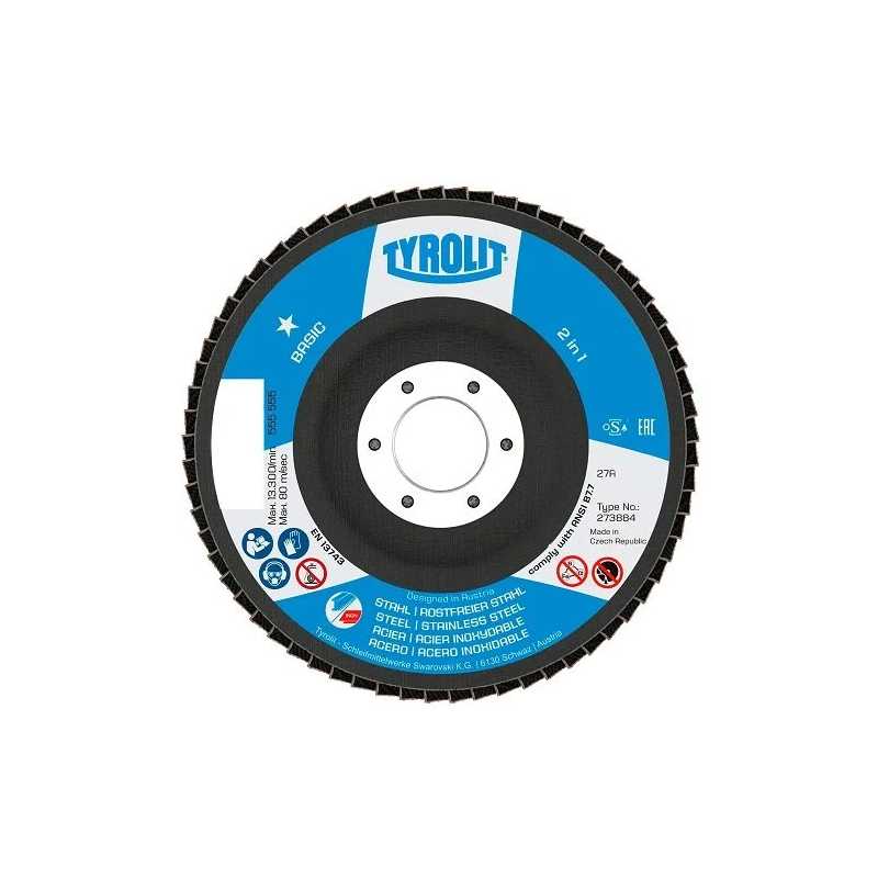 DISCO FLAP BASIC CONICO FIBR. 178X22 GRÃO 80 (TYROLIT)