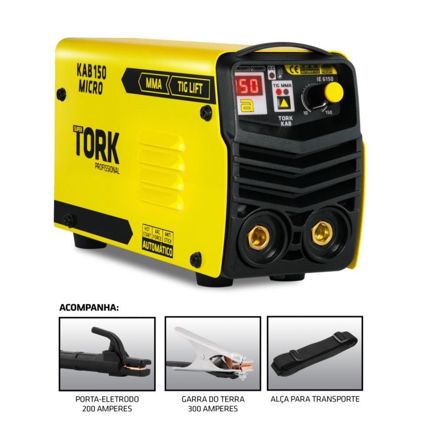 MÁQUINA INVERSORA DE SOLDA TIG LIFT,ELETRODO MMA KAB 150A 220V (TORK SOLDA)