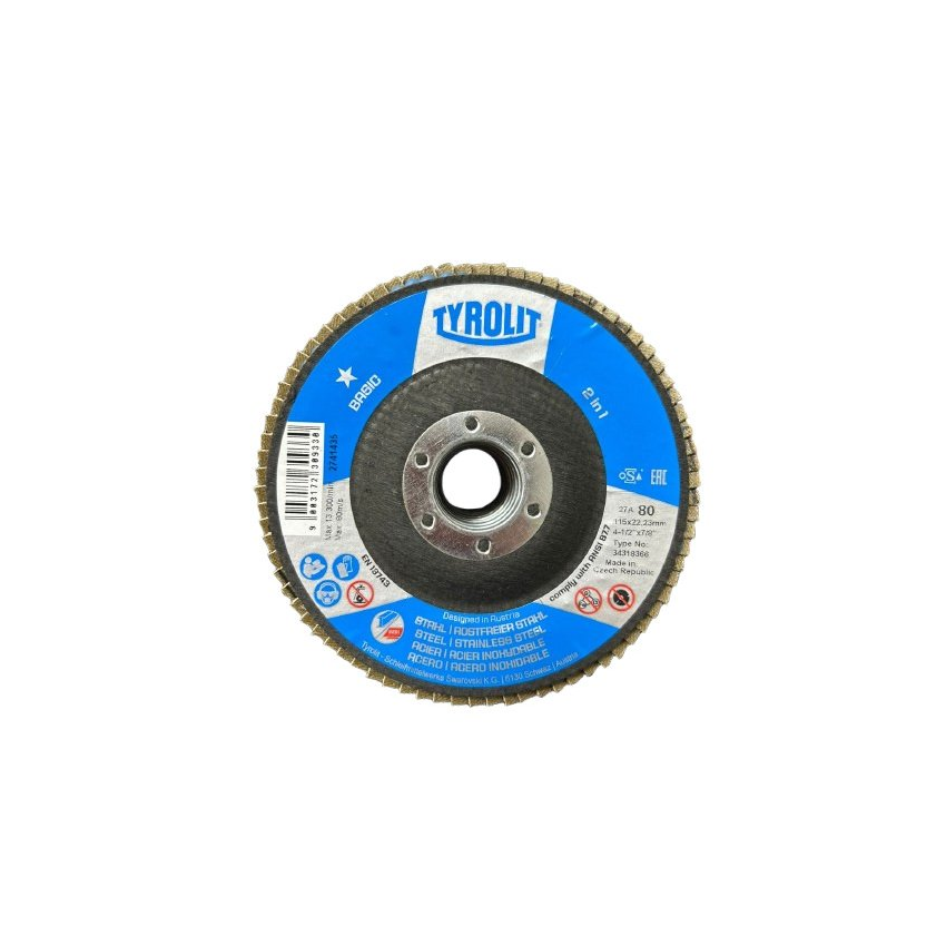 DISCO FLAP BASIC 27CLA 115X22 GRÃO 80 (TYROLIT)