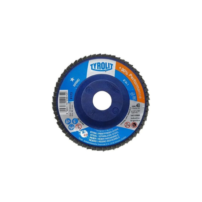 DISCO FLAP BASIC RETO PLAS. 115X22 GRÃO 40 (TYROLIT)