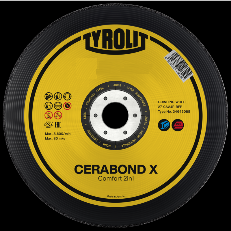 DISCO DESBASTE CERABOND 230x7x22 CA24Q-BFP (TYROLIT)