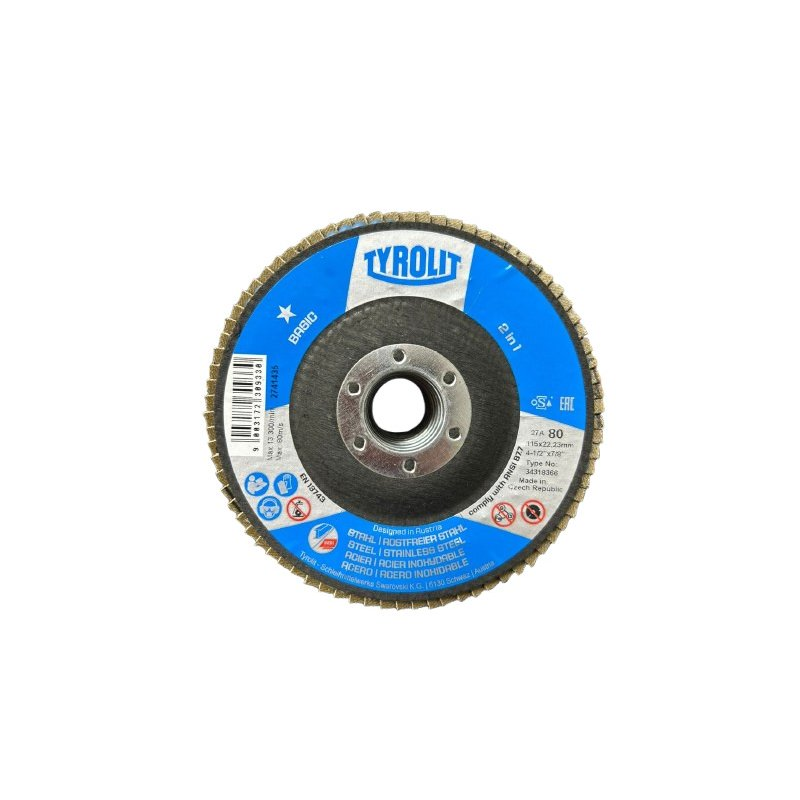 DISCO FLAP BASIC 27CLA 115X22 GRÃO 80 (TYROLIT)