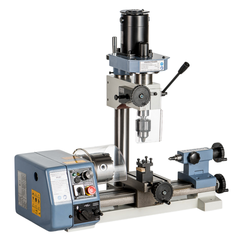 MÁQUINA MULTIFUNCIONAL HOBBY (MICRO TORNO + MICRO FURADEIRA + MICRO FRESADORA) MR-2001 (MANROD)
